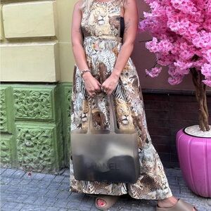 Custom vintage Animal Print Maxi Dress with adjustable straps size S